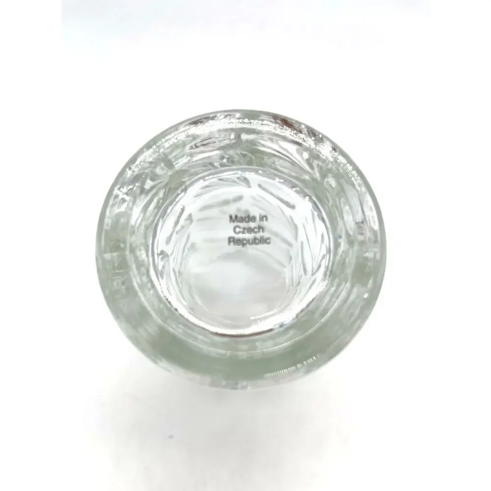Vintage MCM Czech Republic Clear Cut Pressed Glass Cylander Vase 6 7/8”
